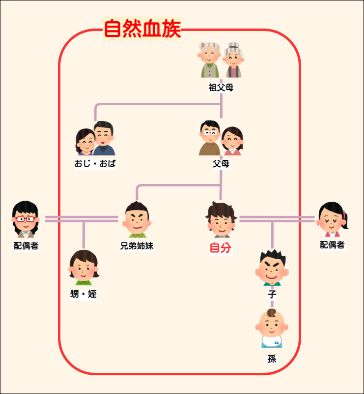 血族とは 親族や姻族との違い 色分け家系図ですぐわかる 相続弁護士相談ナビ